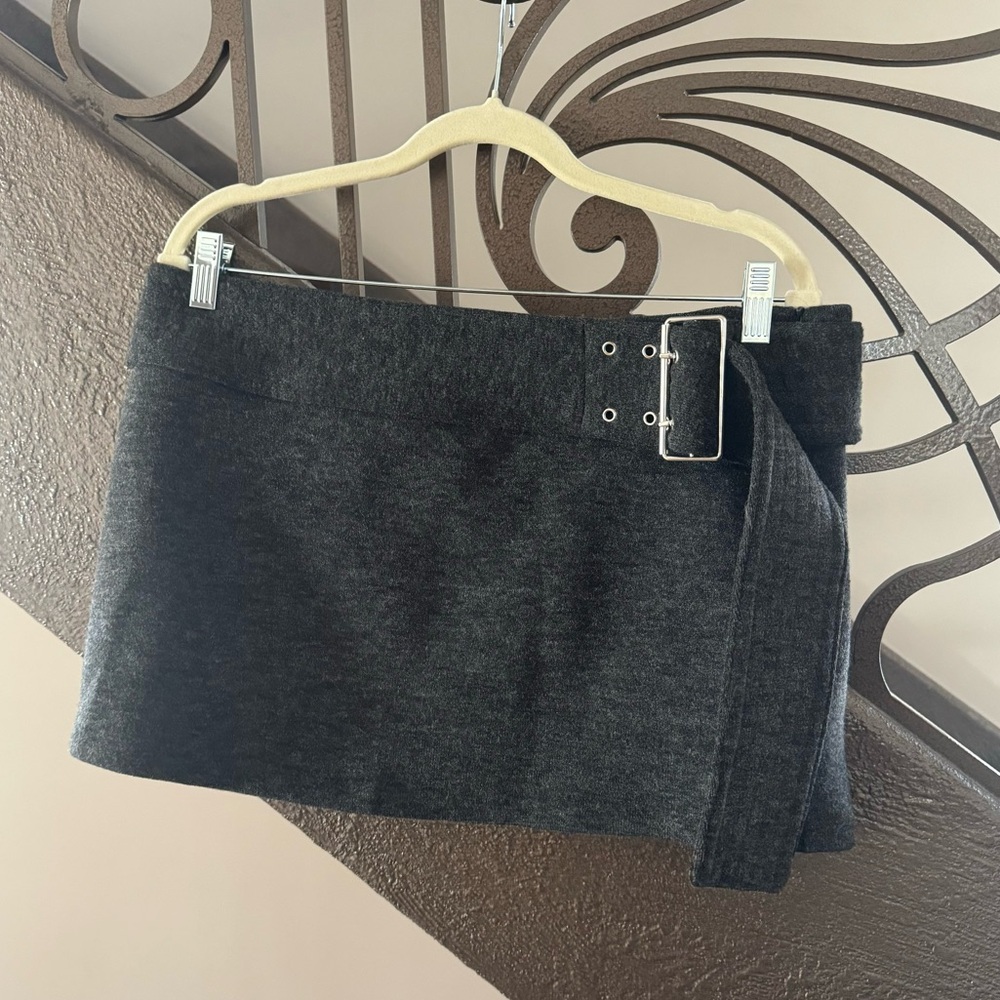 Zara Belted Mini Skirt Gray